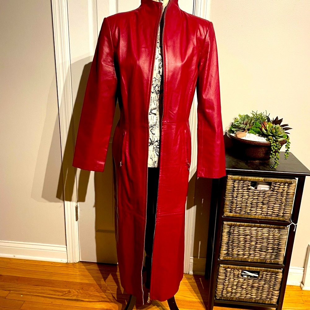 👹Vintage Leather Western Colorful vibrant Bright Long oversized blazer 16